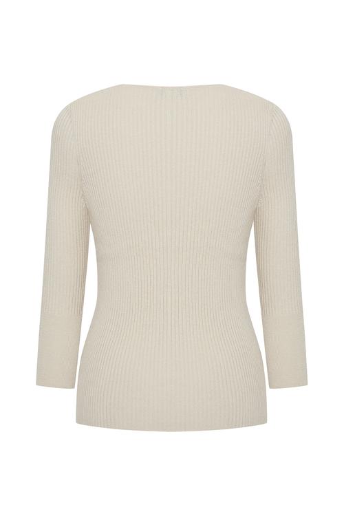  KAYIK YAKA FİTİLLİ 3/4 KOL KAZAK