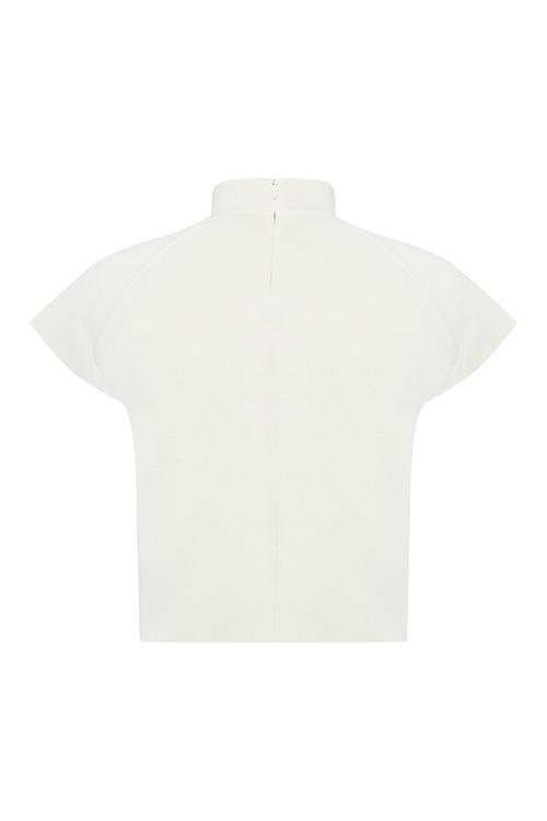  DİK YAKA KISA KOLLU CROP KAZAK