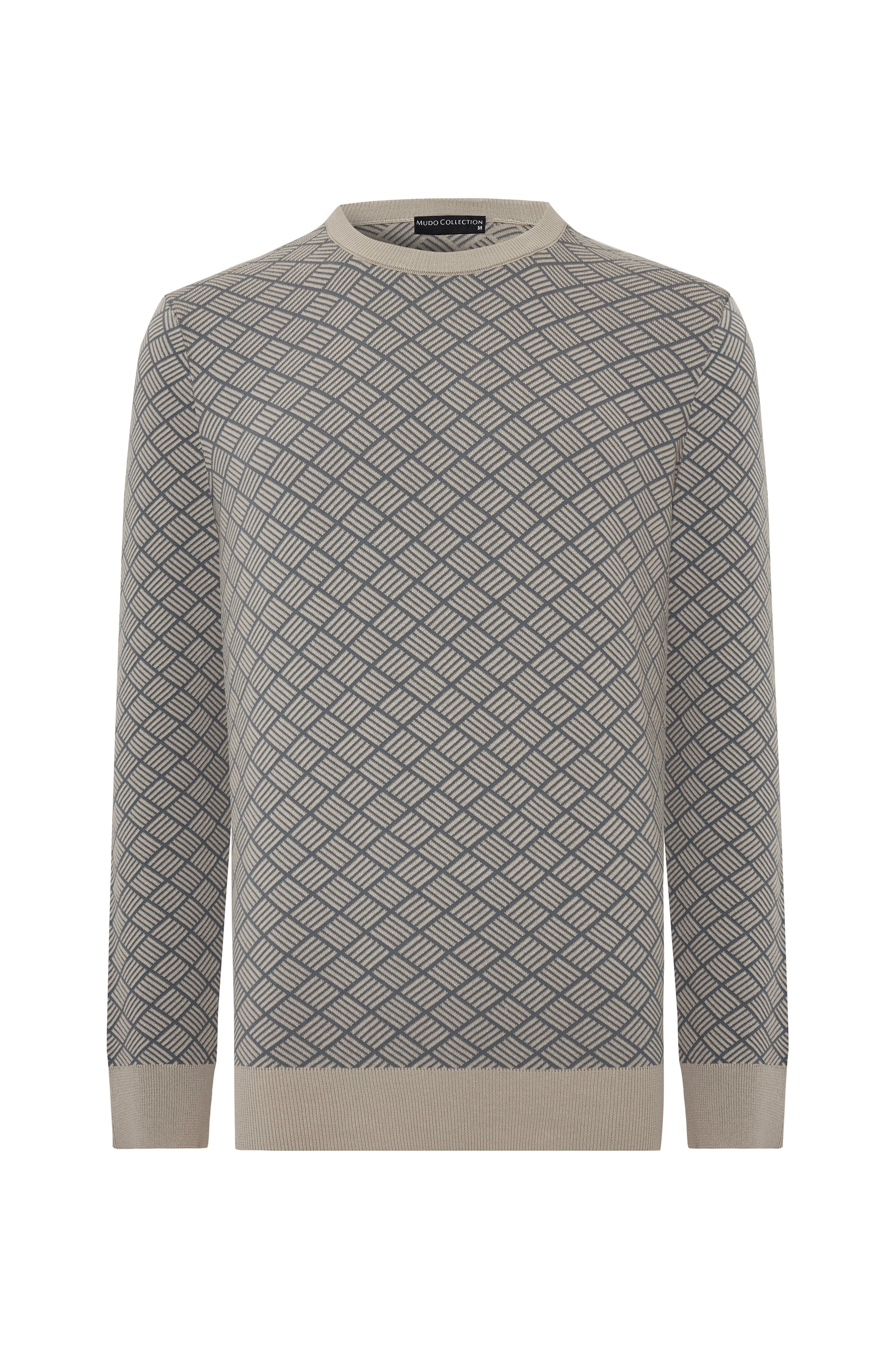 BİSİKLET YAKA JAKARLI UZUN KOLLU KAZAK