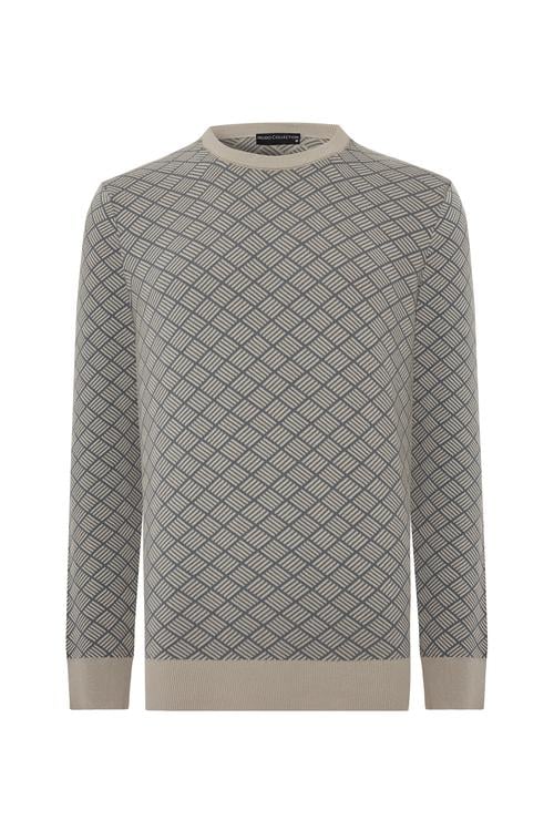 BİSİKLET YAKA JAKARLI UZUN KOLLU KAZAK