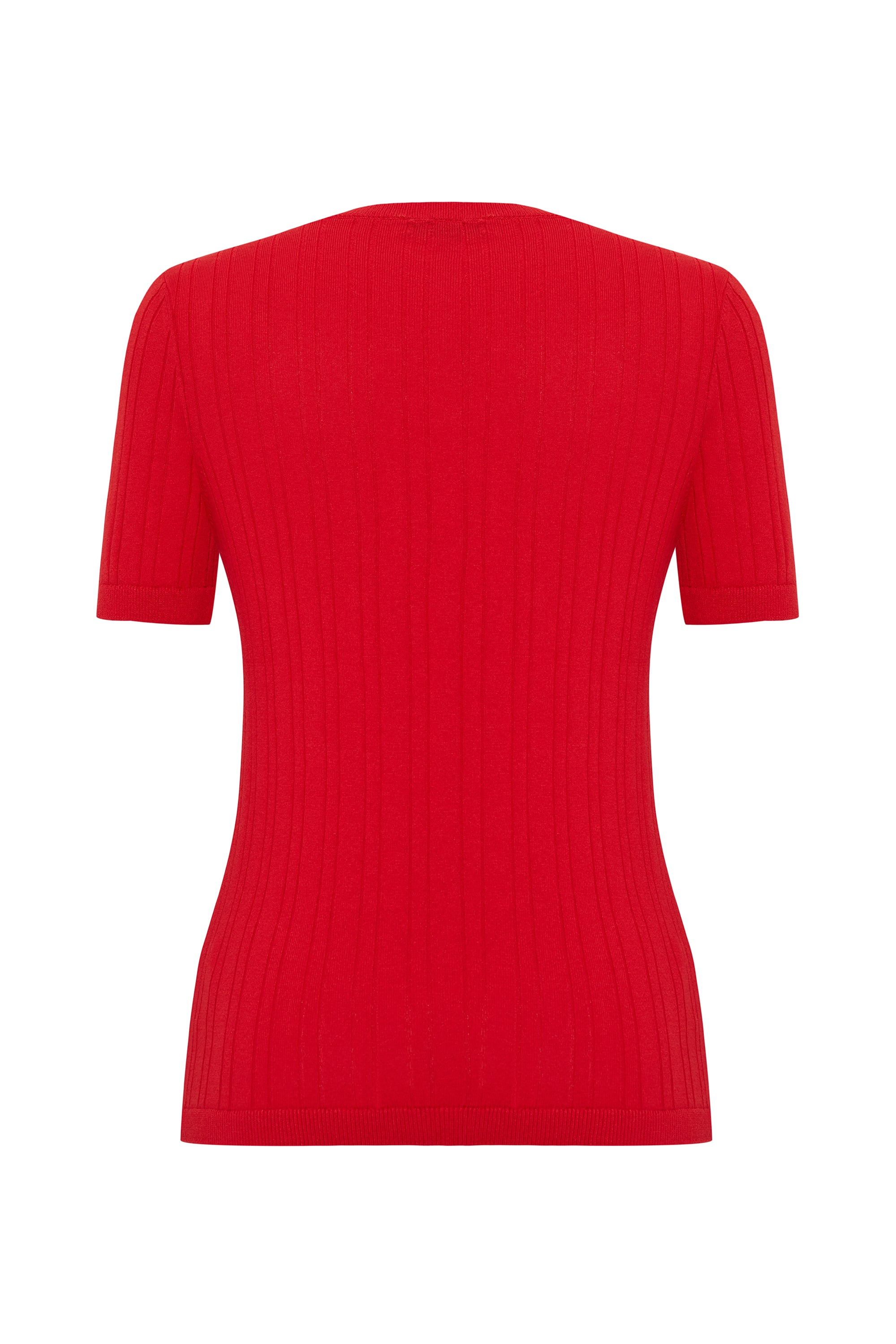 BİSİKLET YAKA FİTİLLİ KISA KOLLU KAZAK