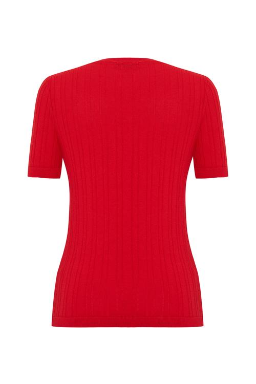  BİSİKLET YAKA FİTİLLİ KISA KOLLU KAZAK