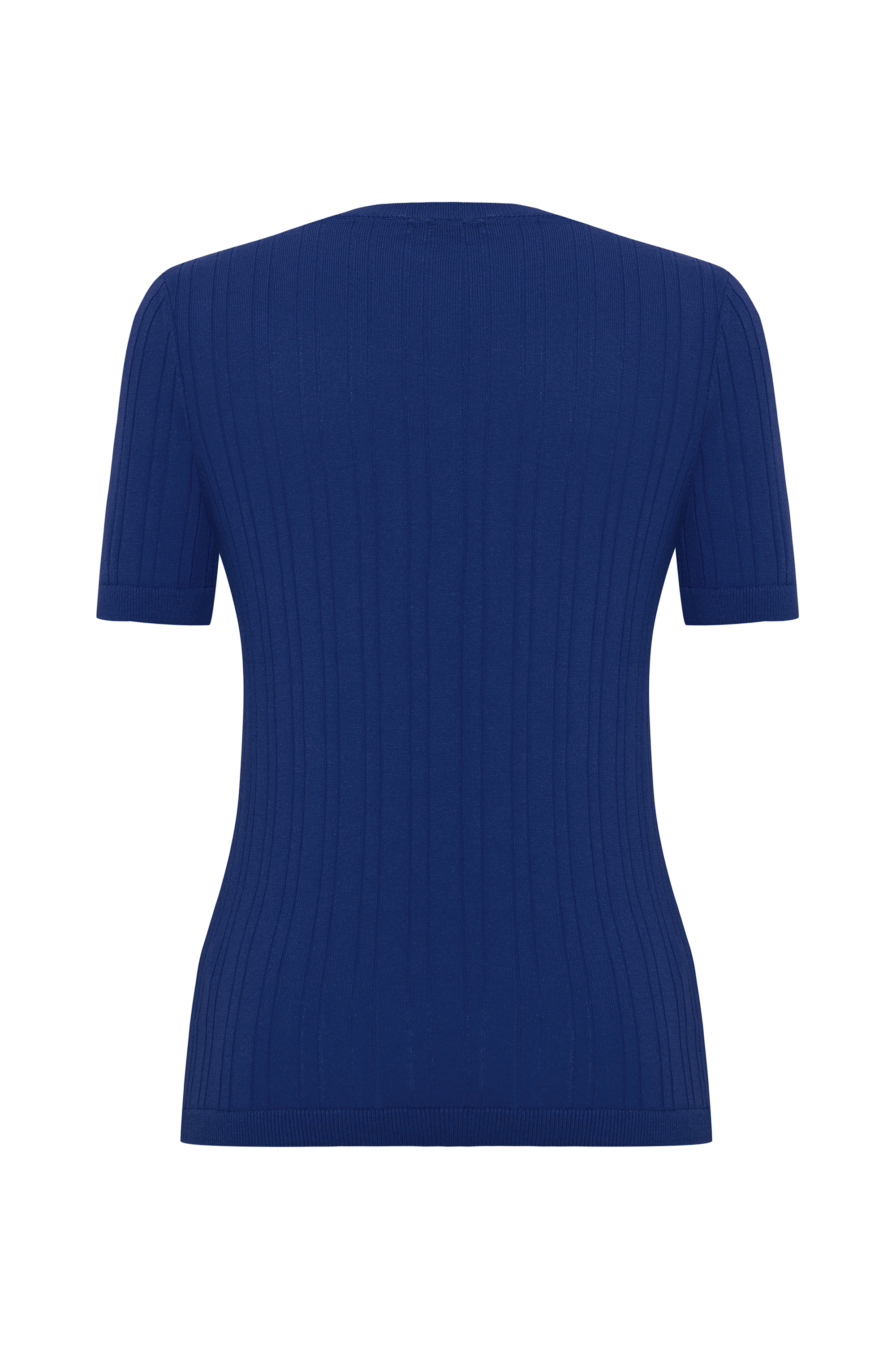 BİSİKLET YAKA FİTİLLİ KISA KOLLU KAZAK