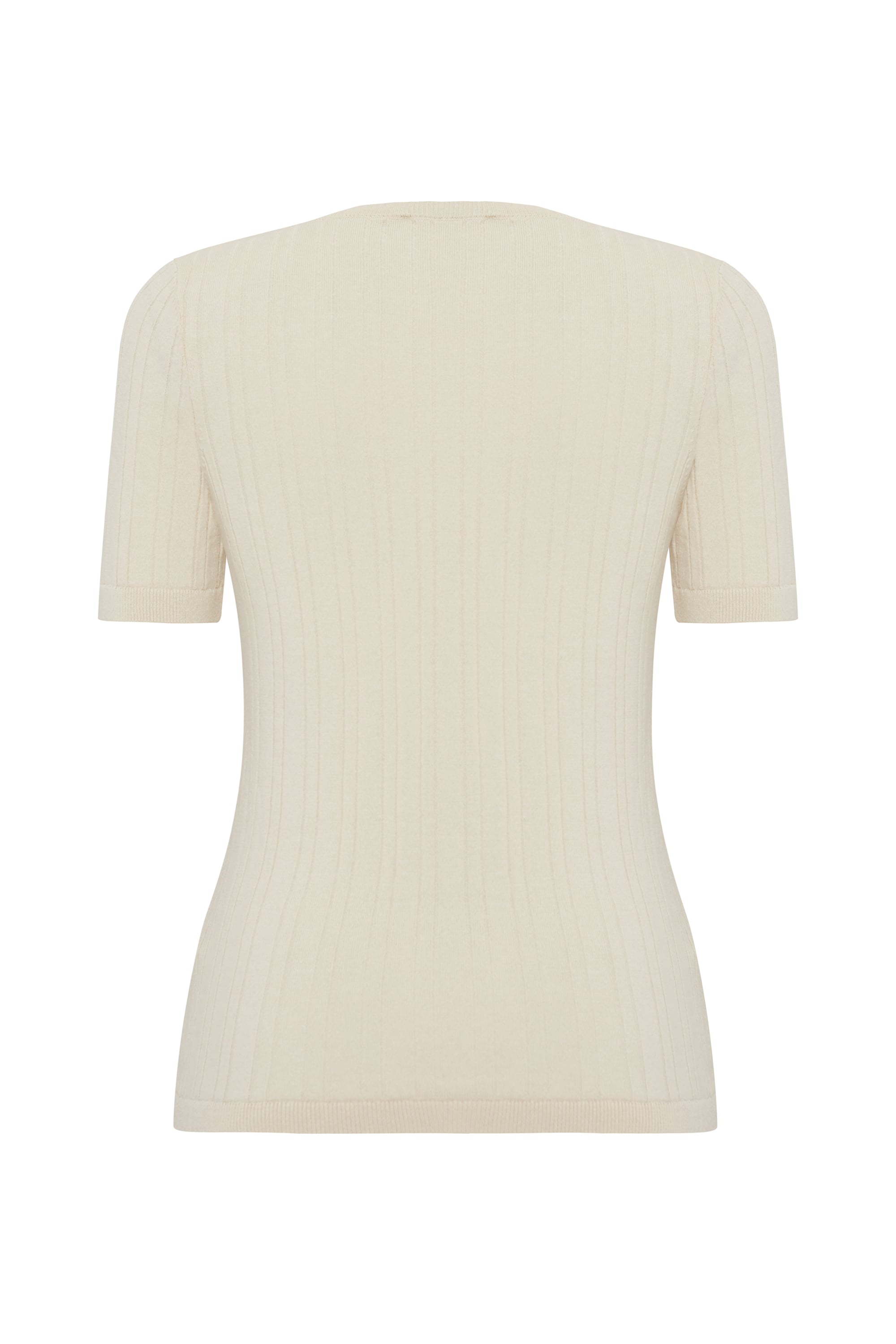 BİSİKLET YAKA FİTİLLİ KISA KOLLU KAZAK