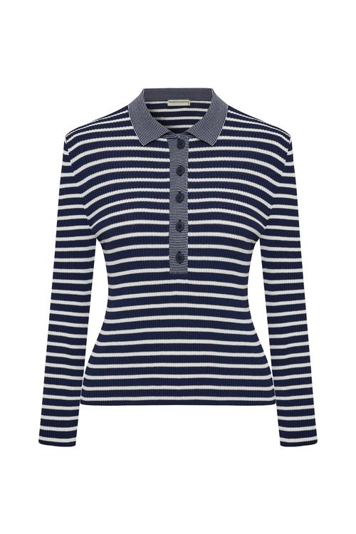  ÇİZGİLİ POLO YAKA TRİKO KAZAK