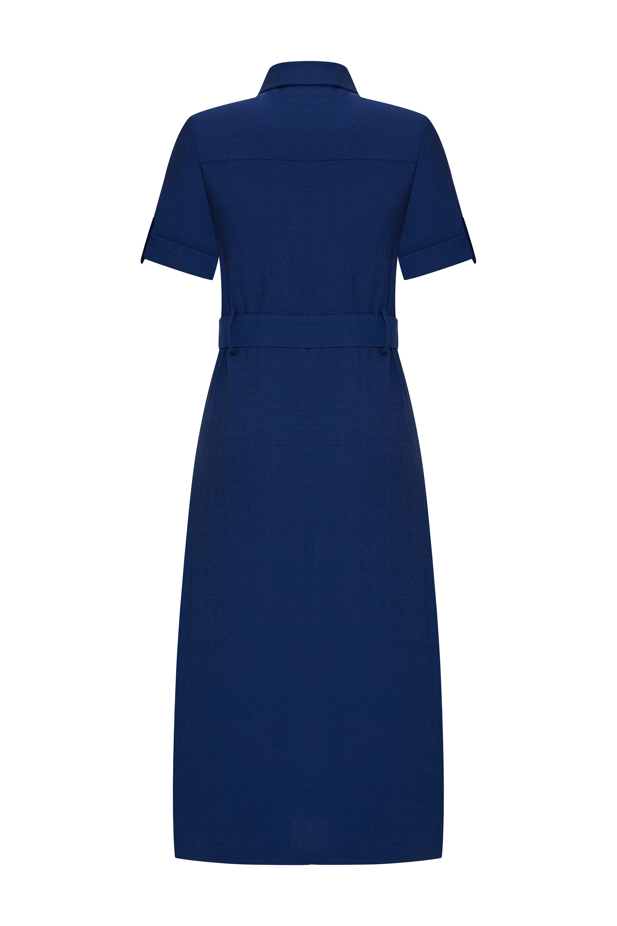 KEMER DETAYLI DÜĞMELİ MİDİ ELBİSE