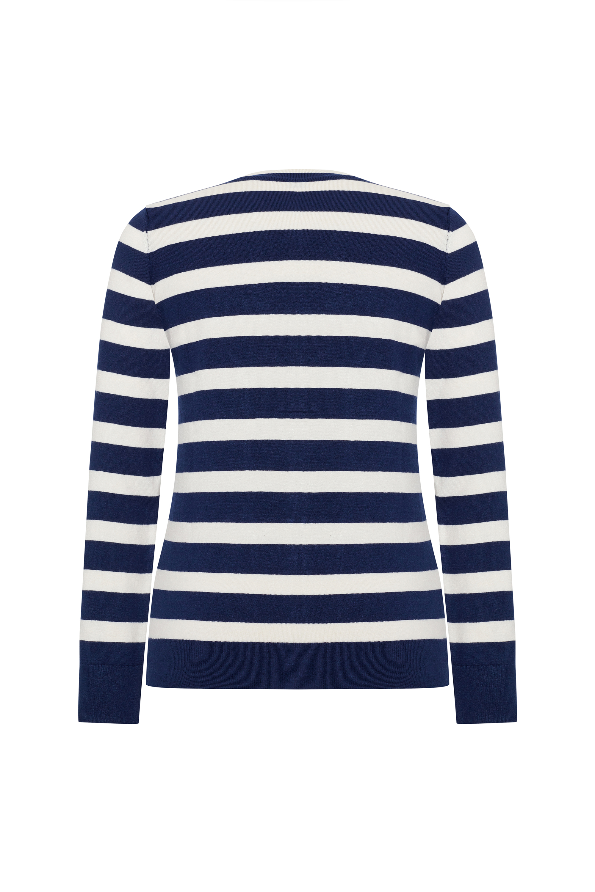 BİSİKLET YAKA ÇİZGİLİ HIRKA