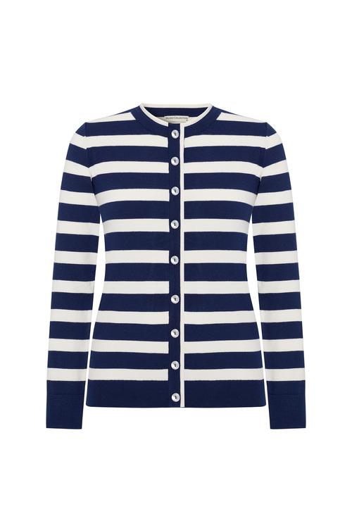 BİSİKLET YAKA ÇİZGİLİ HIRKA