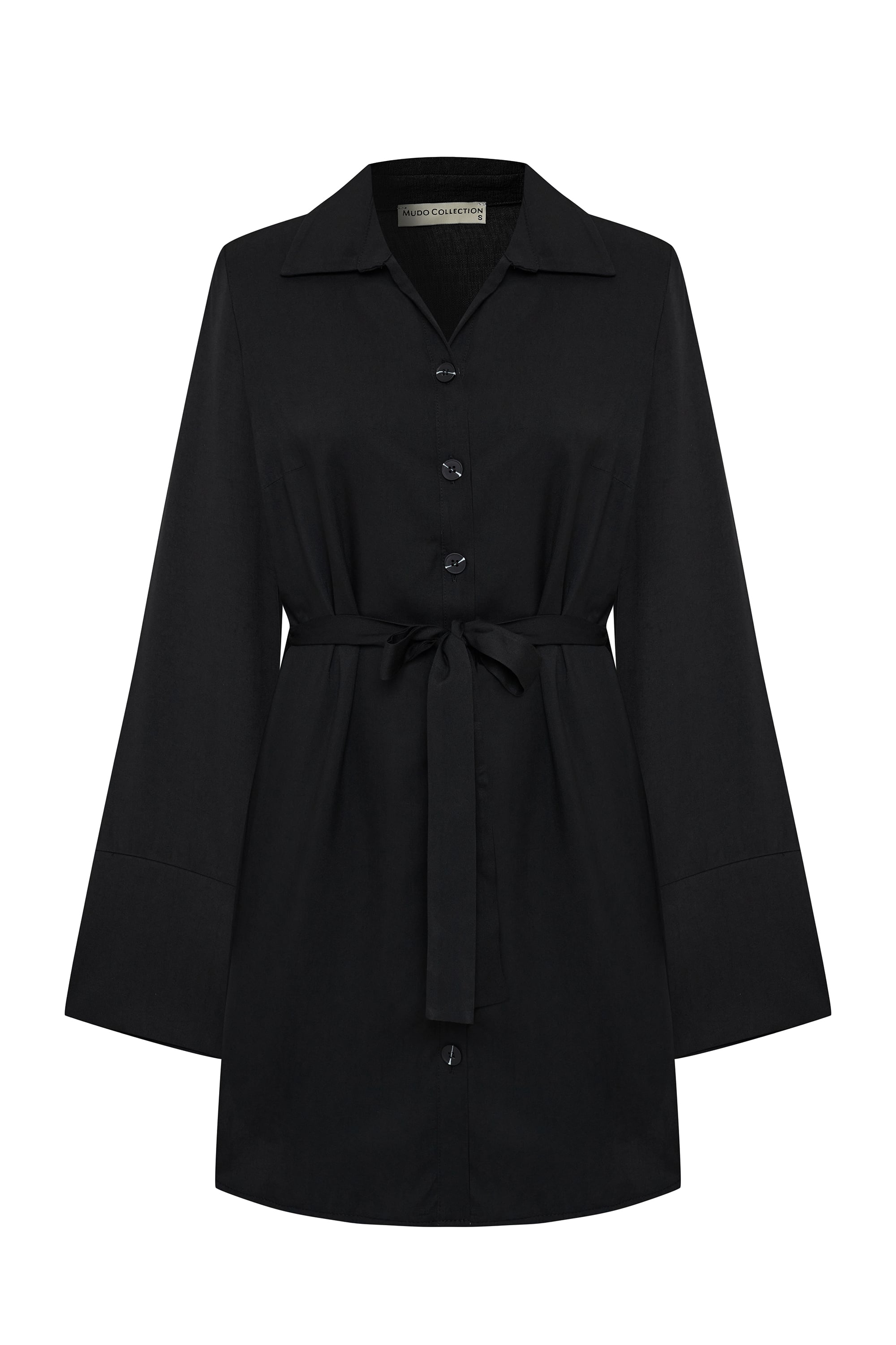 BAĞLAMA DETAYLI DÜĞMELİ MİDİ ELBİSE