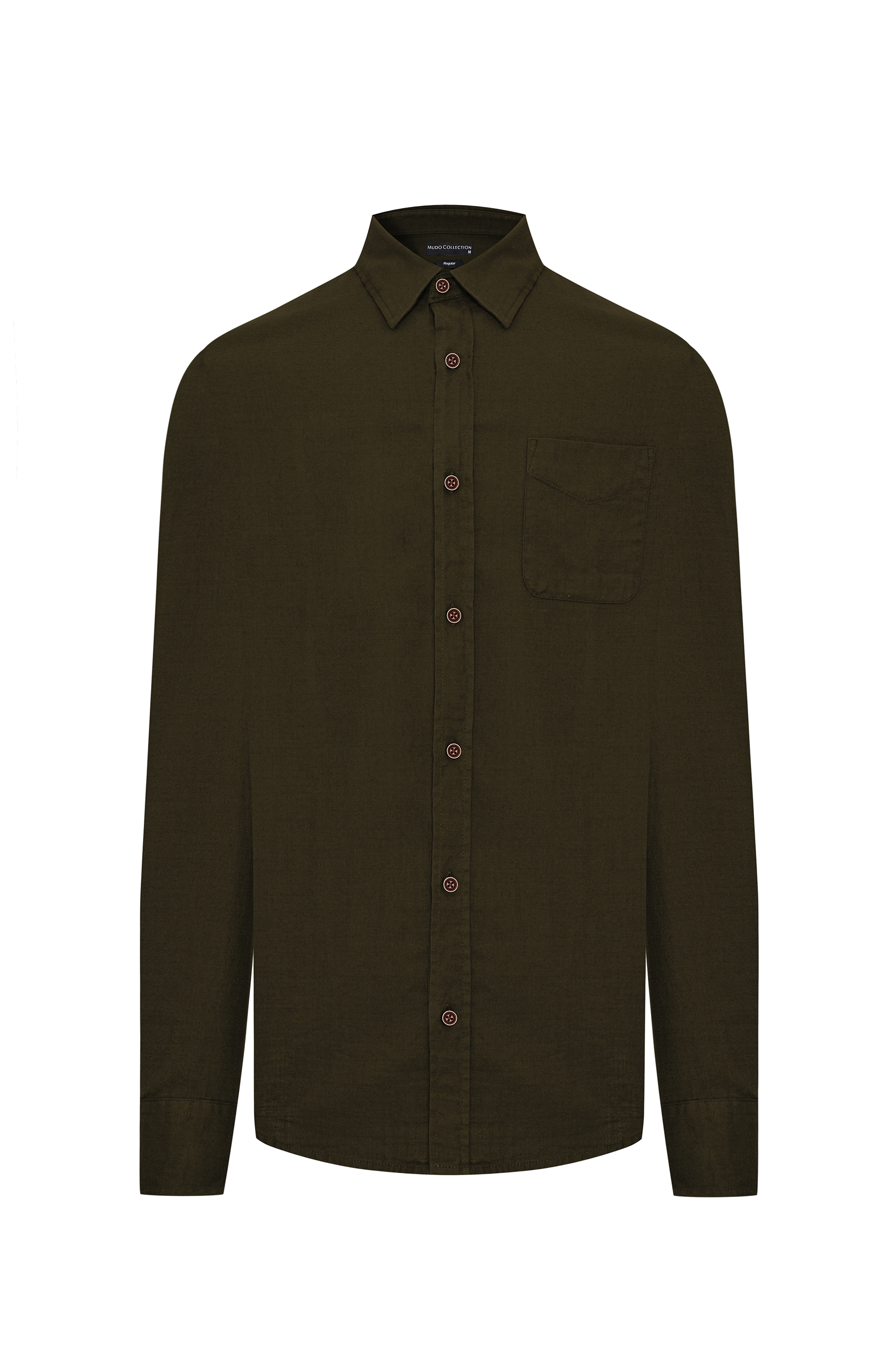 REGULAR FIT TEK CEPLİ UZUN KOLLU GÖMLEK