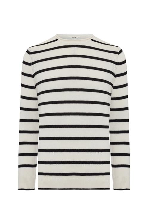 BİSİKLET YAKA ÇİZGİLİ KAZAK