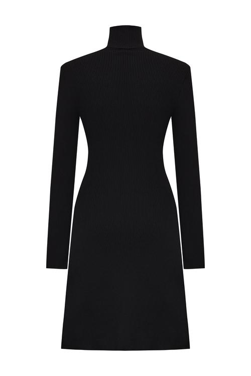 FİTİLLİ DİK YAKA MİNİ ELBİSE