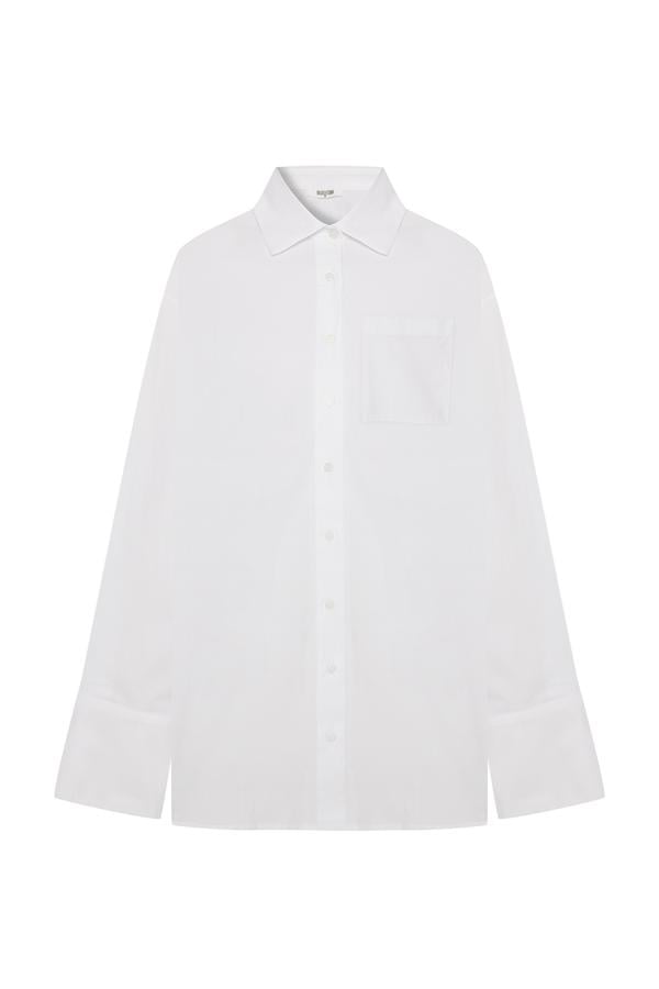 TEK CEPLİ OVERSIZE UZUN KOLLU GÖMLEK