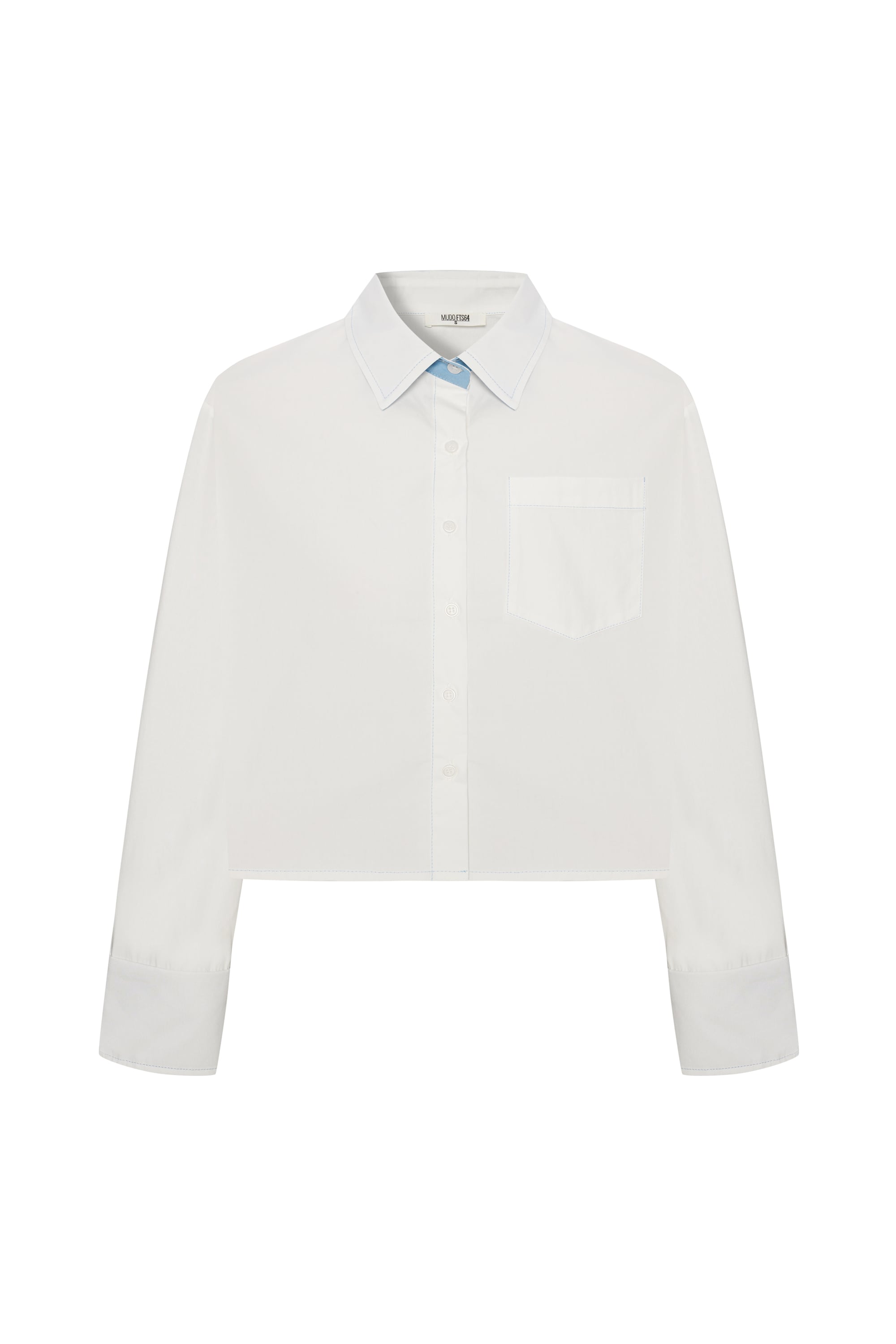 DİKİŞ DETAYLI UZUN KOLLU CROP GÖMLEK