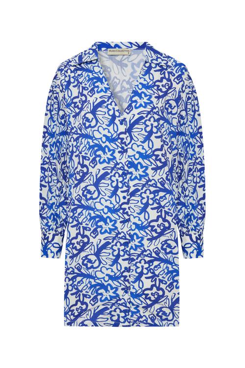 V YAKA FLORAL BASKILI KLOŞ MİNİ ELBİSE