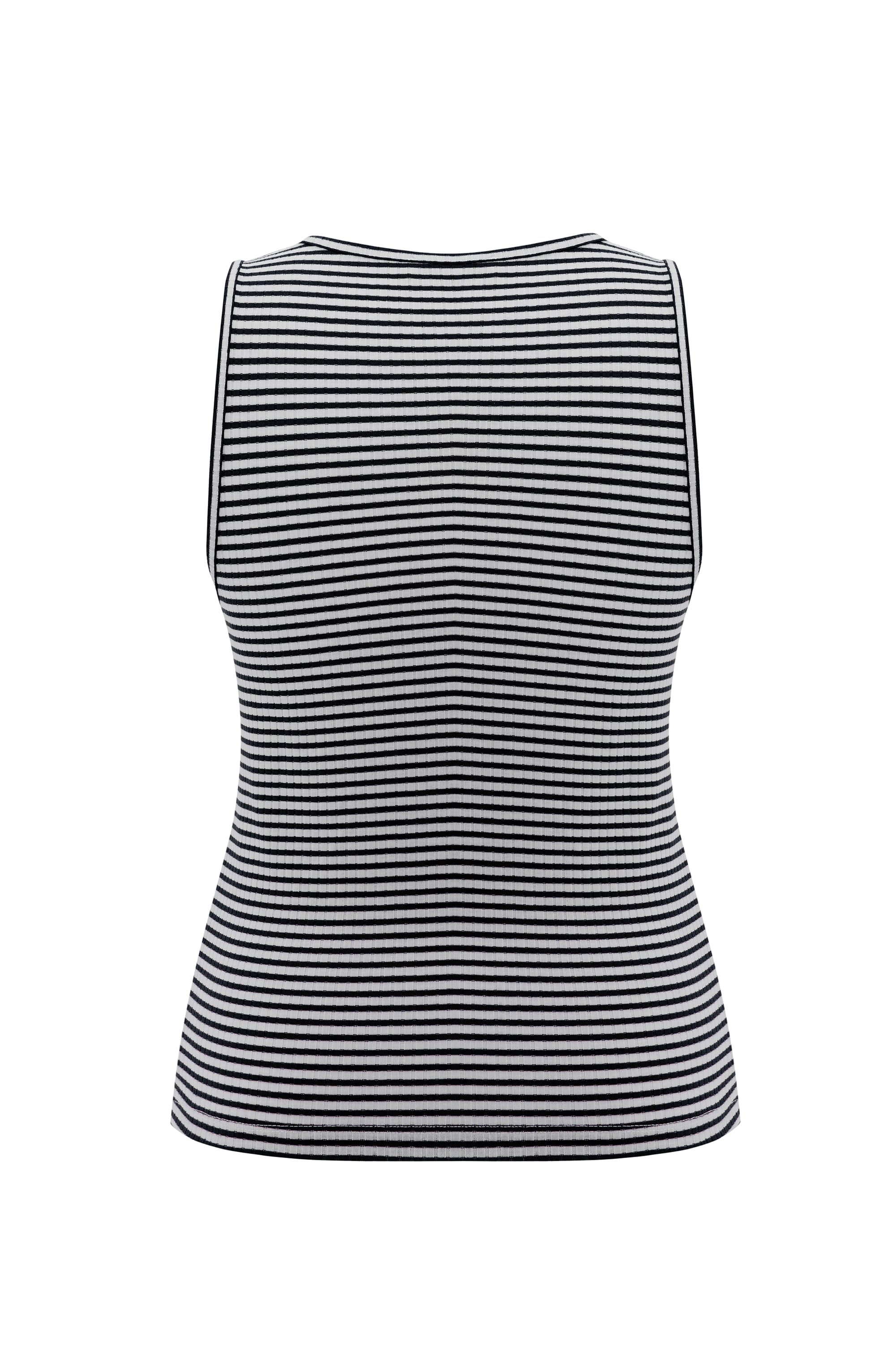 BİSİKLET YAKA ÇİZGİLİ KOLSUZ BLUZ