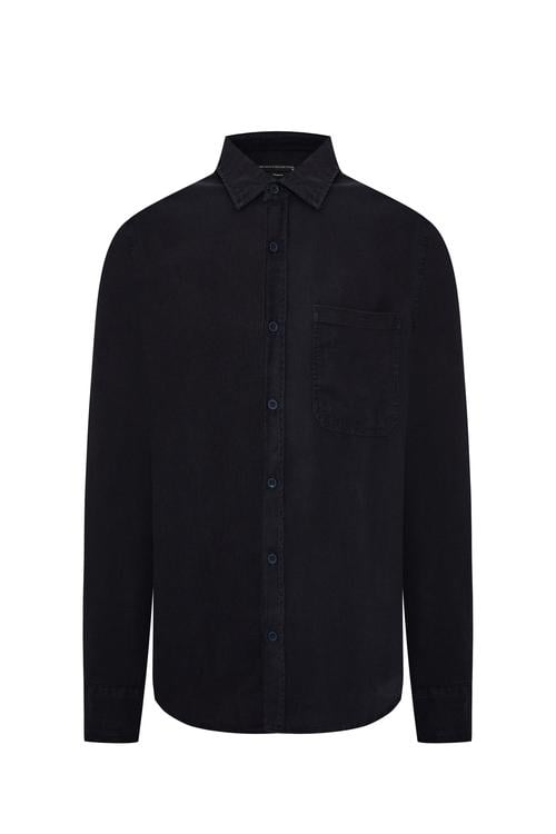  REGULAR FIT DOKULU LİYOSEL UZUN KOLLU GÖMLEK