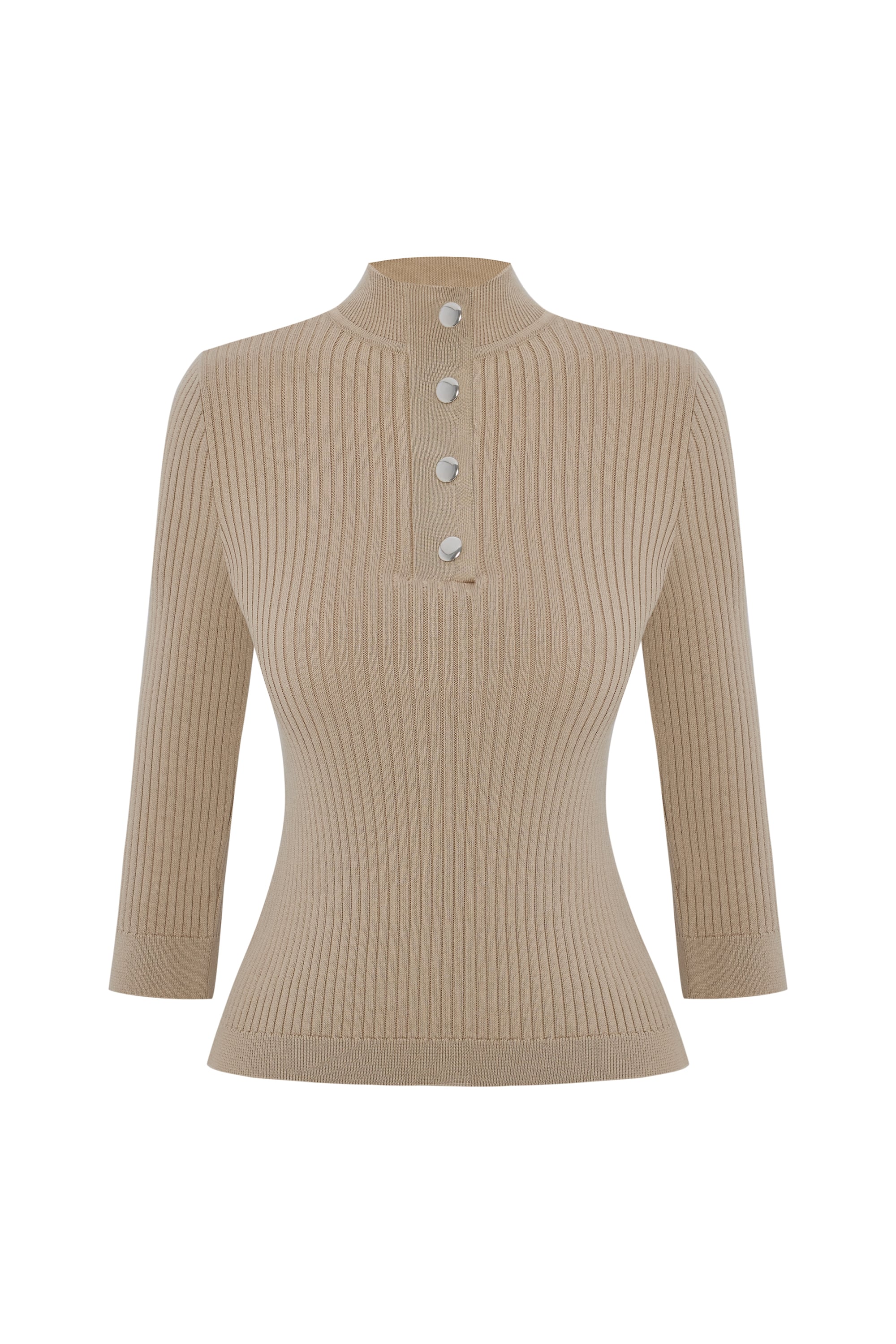 DÜĞMELİ 3/4 KOL KAZAK