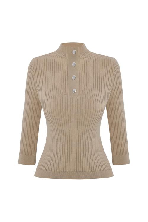  DÜĞMELİ 3/4 KOL KAZAK