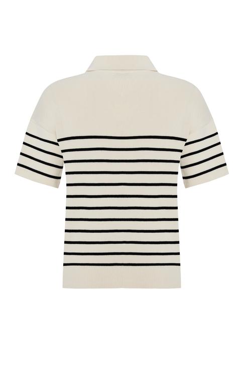  ÇİZGİLİ POLO YAKA KISA KOLLU TRİKO KAZAK