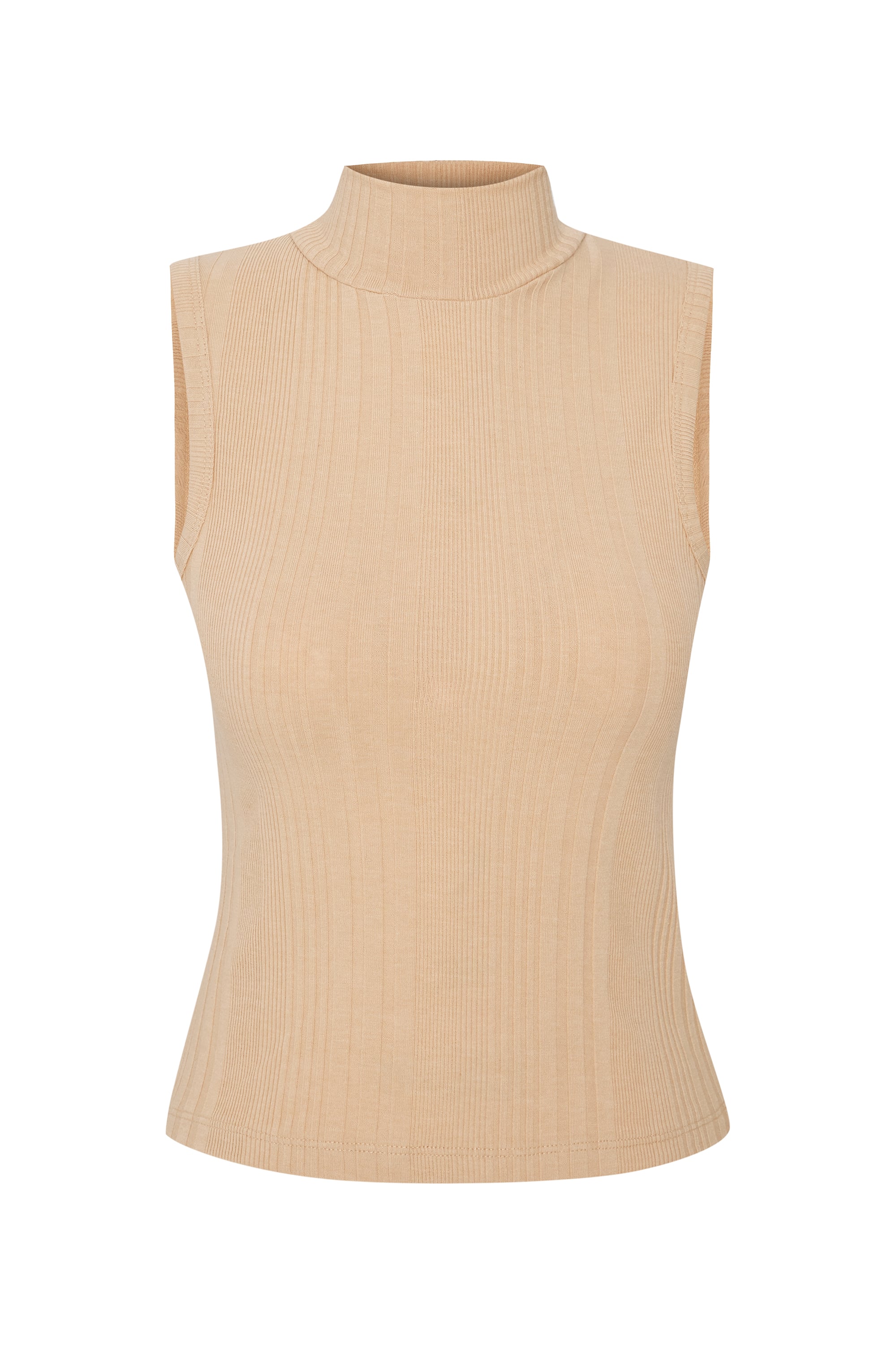 DİK YAKA KOLSUZ T-SHIRT