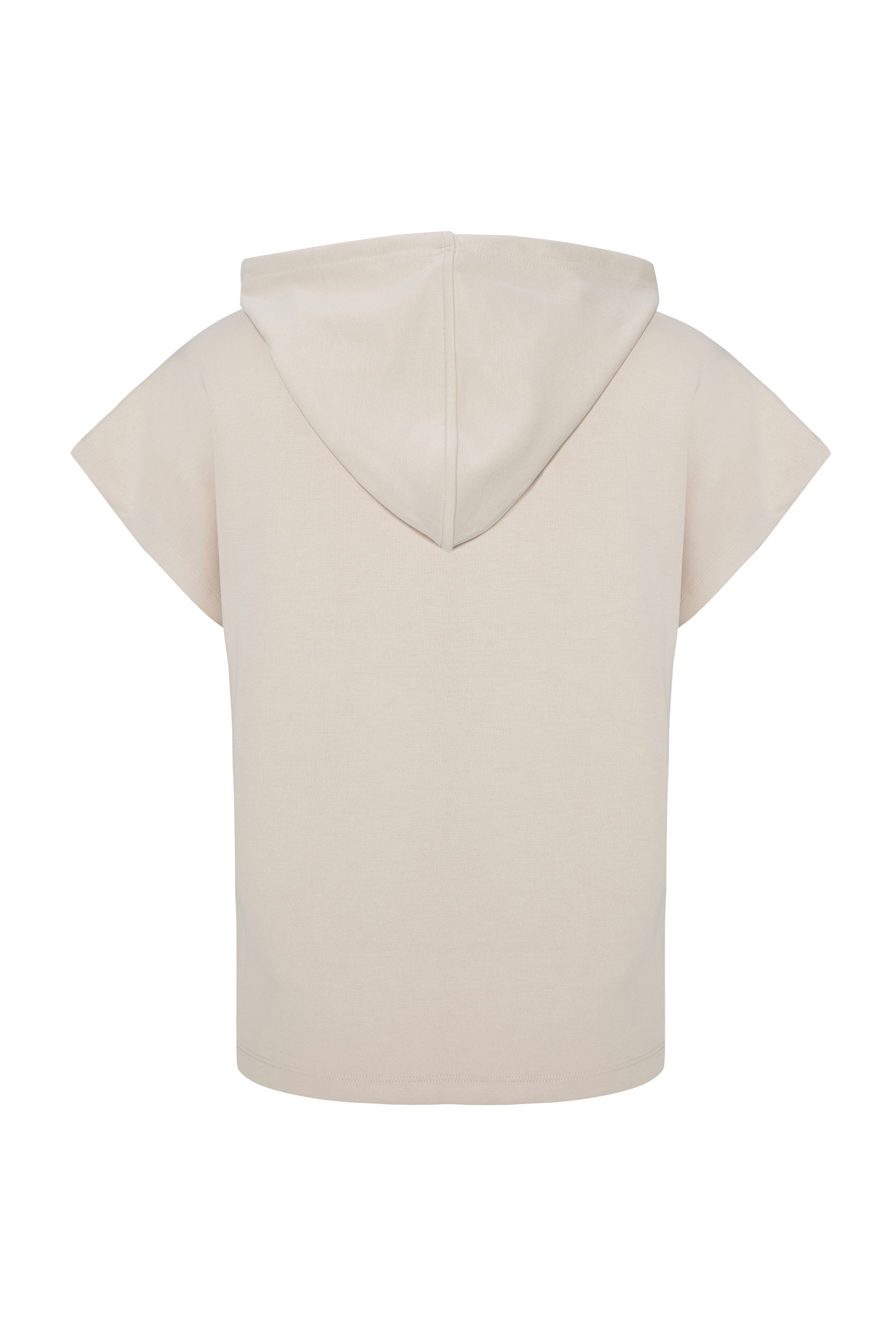 MODAL KARIŞIMLI KAPÜŞONLU KISA KOLLU SWEATSHIRT