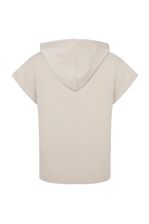  MODAL KARIŞIMLI KAPÜŞONLU KISA KOLLU SWEATSHIRT