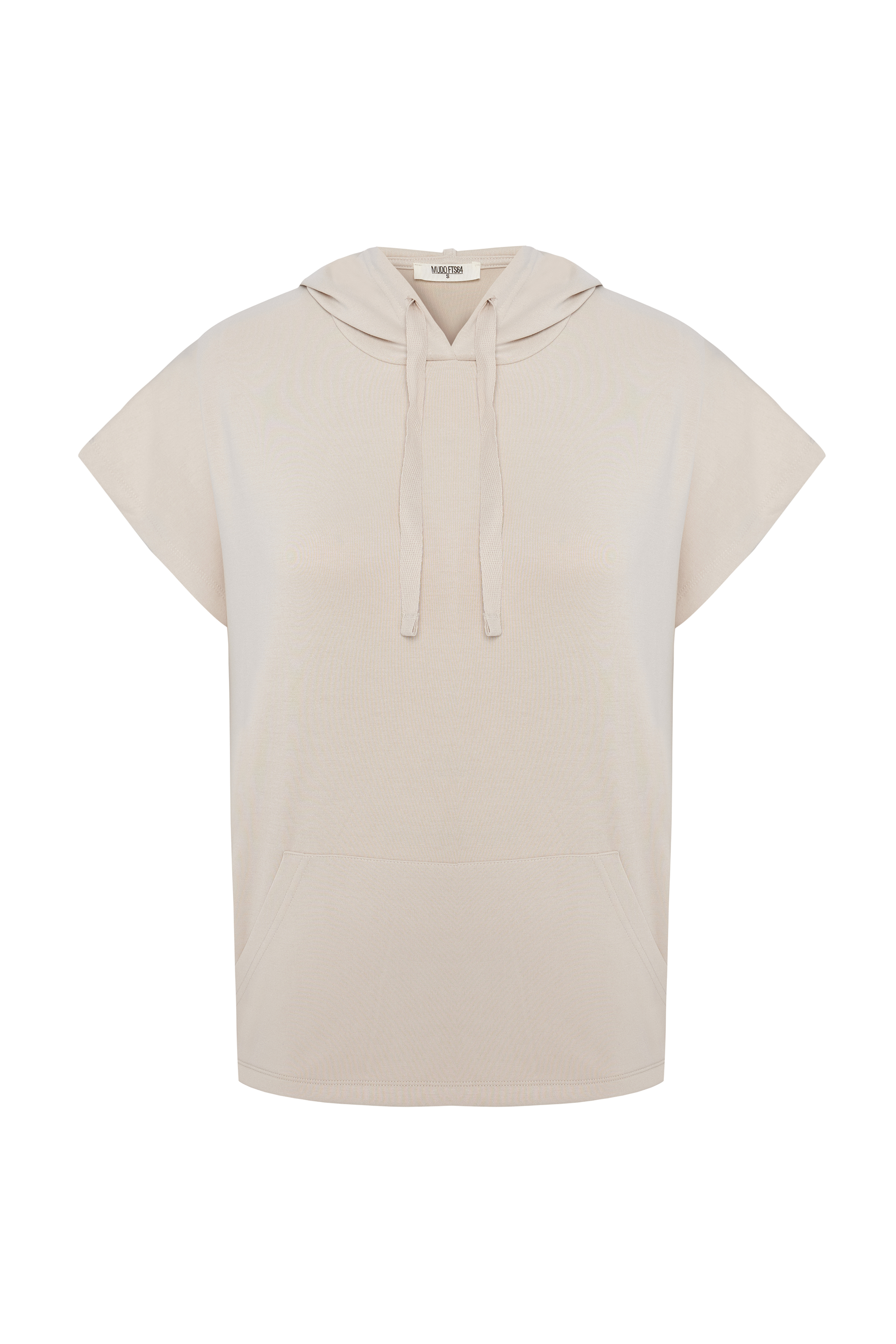 MODAL KARIŞIMLI KAPÜŞONLU KISA KOLLU SWEATSHIRT