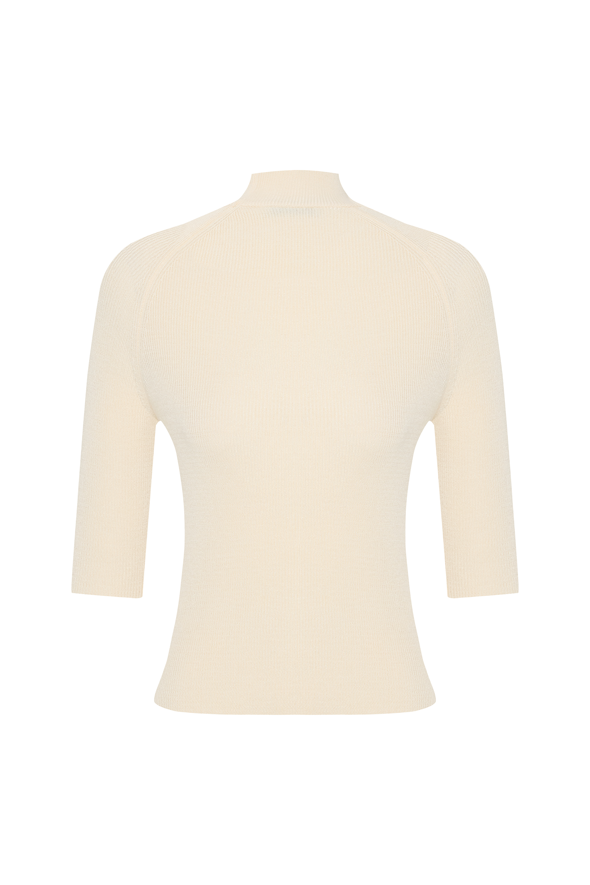 DİK YAKA KISA KOLLU KAZAK