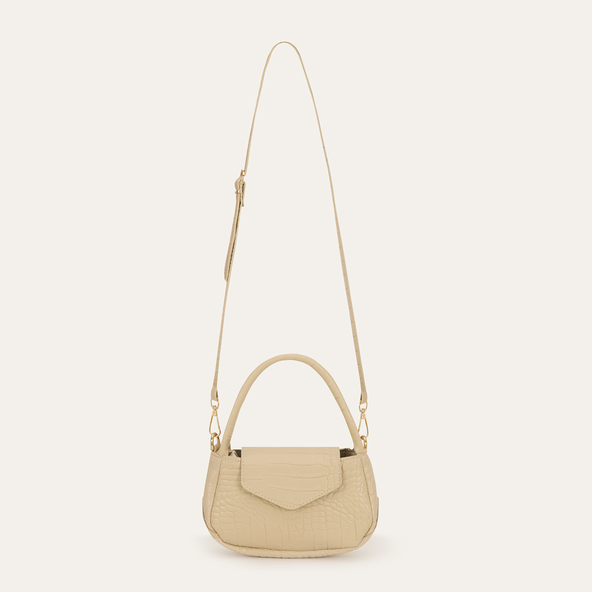 KROKODİL DESENLİ DERİ GÖRÜNÜMLÜ OMUZ ÇANTASI