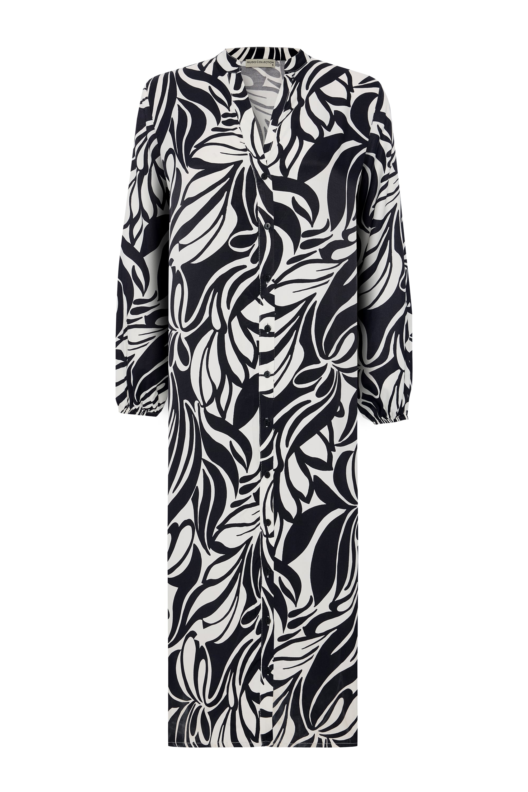 BASKILI MİDİ GÖMLEK ELBİSE