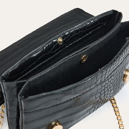  DERİ GÖRÜNÜMLÜ ZİNCİRLİ OMUZ ÇANTASI