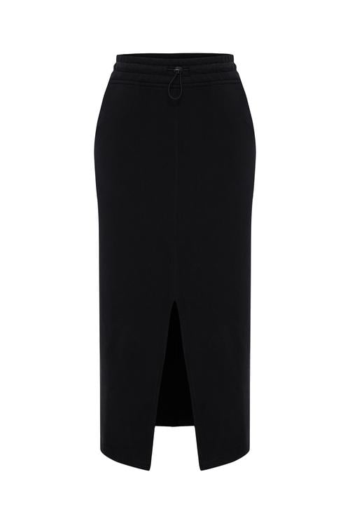  BELİ LASTİKLİ YIRTMAÇLI MİDİ ETEK