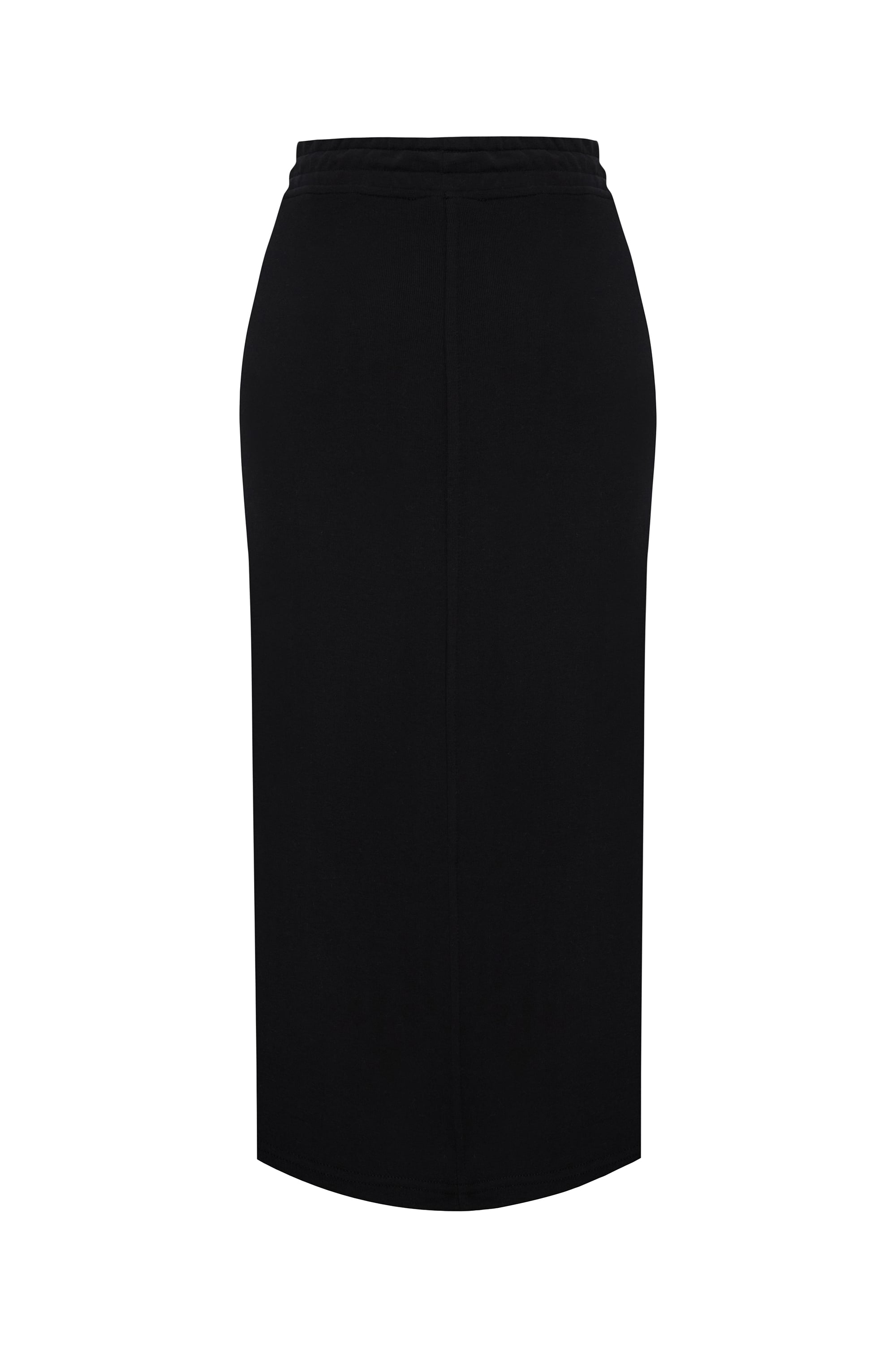 BELİ LASTİKLİ YIRTMAÇLI MİDİ ETEK