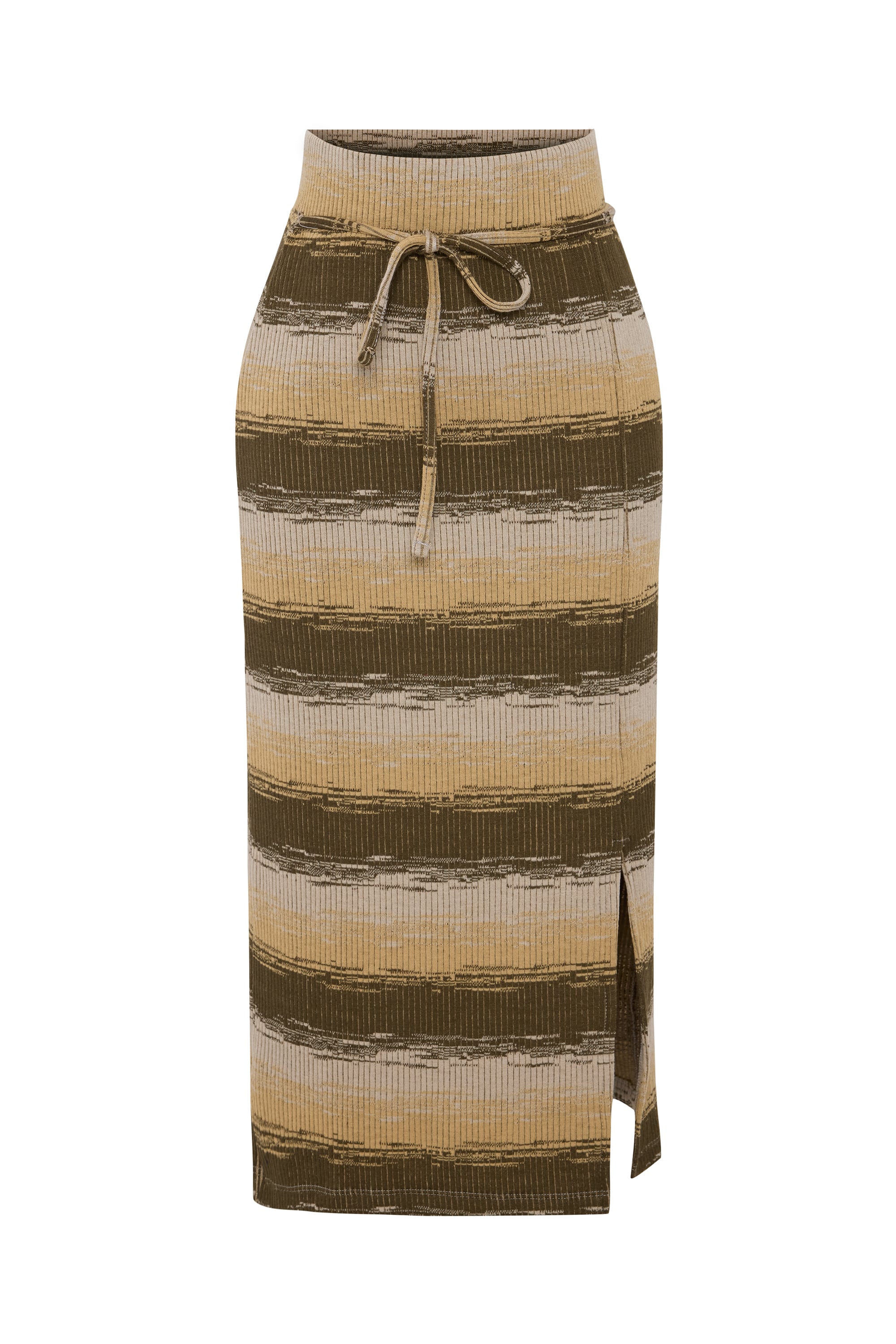 ÇİZGİLİ TRİKO MİDİ ETEK