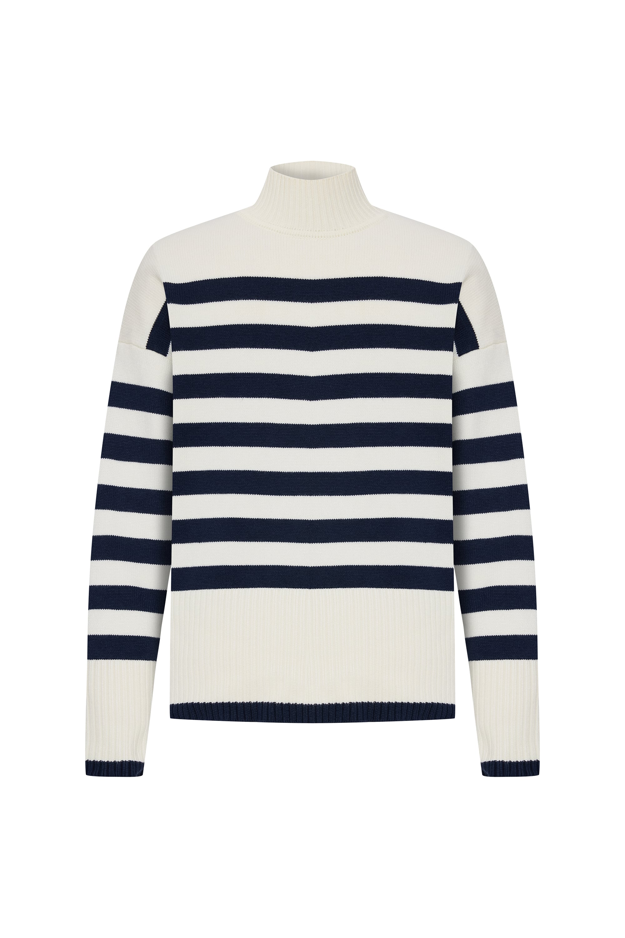 ÇİZGİLİ DİK YAKA KAZAK