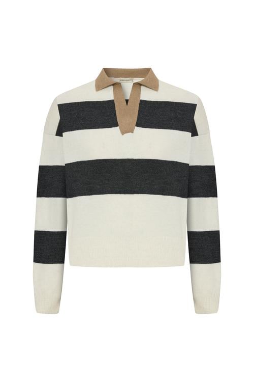  ÇİZGİLİ POLO YAKA KAZAK