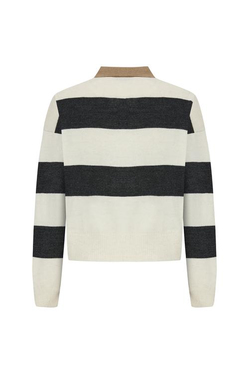  ÇİZGİLİ POLO YAKA KAZAK