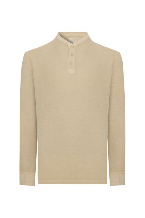  HENLEY YAKA UZUN KOLLU T-SHIRT