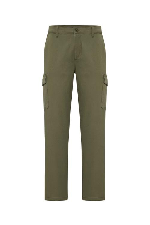 PAMUK KARIŞIMLI STRAIGHT FIT KARGO PANTOLON