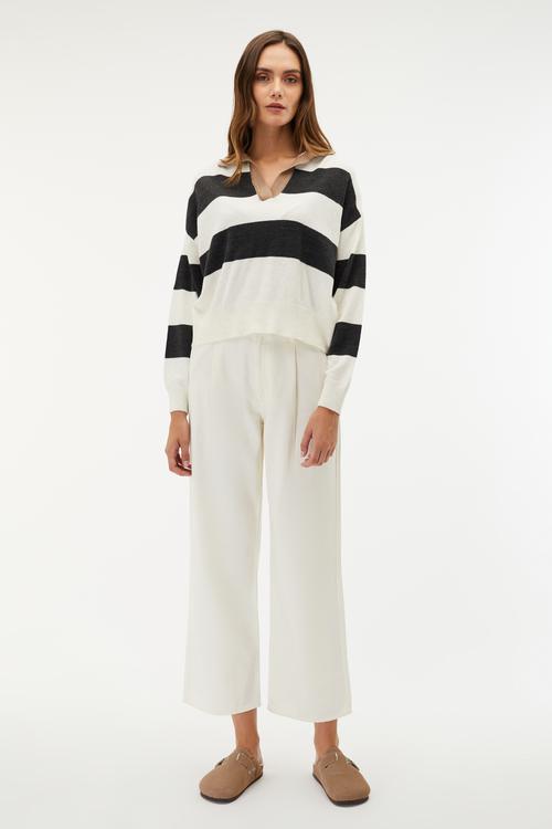  ÇİZGİLİ POLO YAKA KAZAK