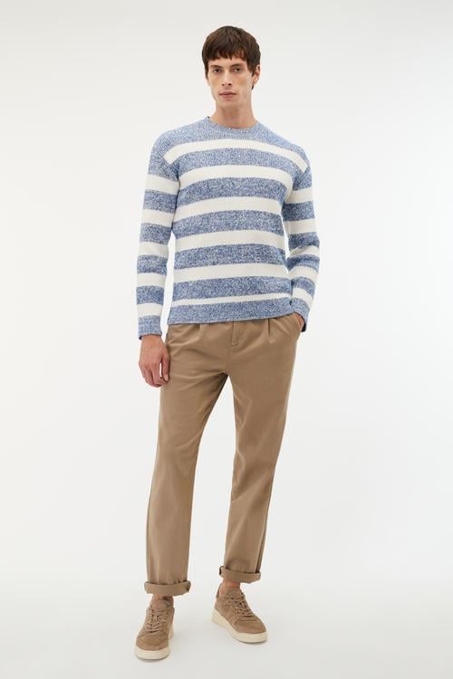 ÇİZGİLİ BİSİKLET YAKA KAZAK