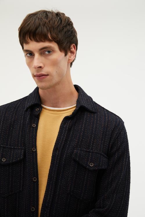  ÇİZGİLİ ÖRME CEKET GÖMLEK