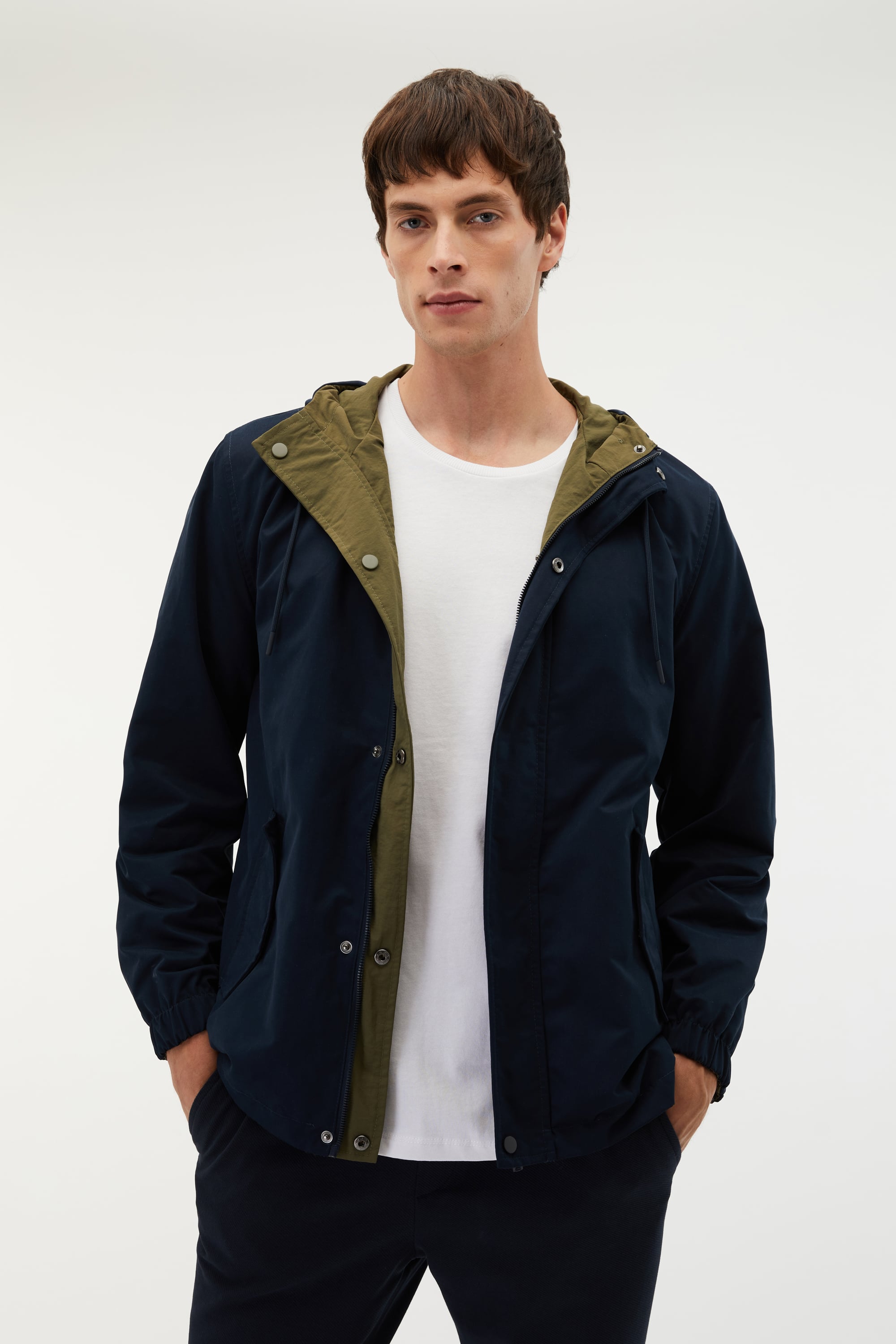 ÇİFT RENKLİ KAPÜŞONLU YAĞMURLUK