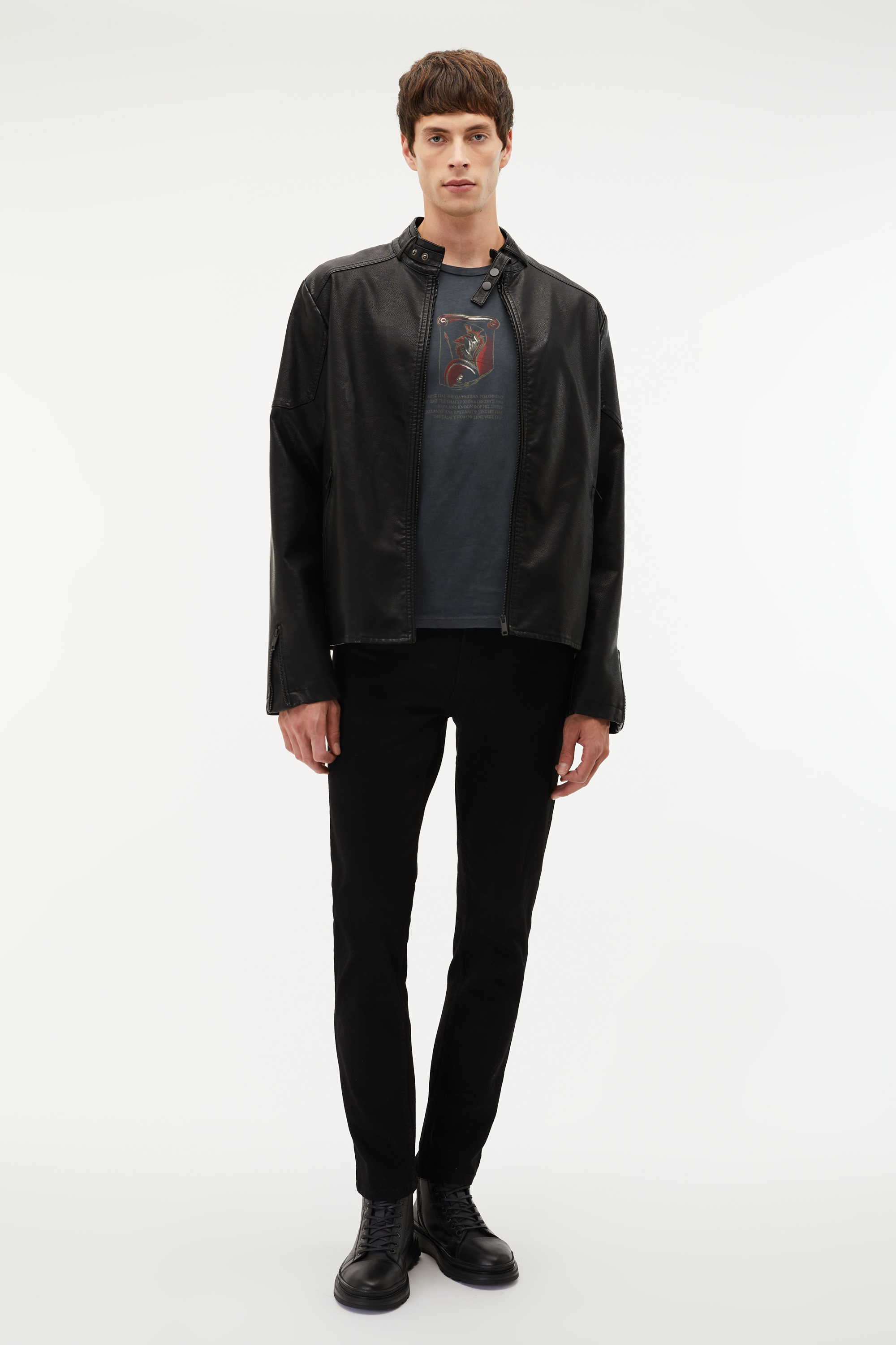 DERİ GÖRÜNÜMLÜ CEKET