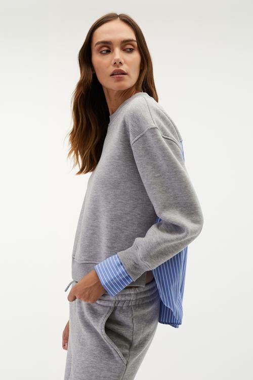 GÖMLEK DETAYLI OVERSIZE SWEATSHIRT