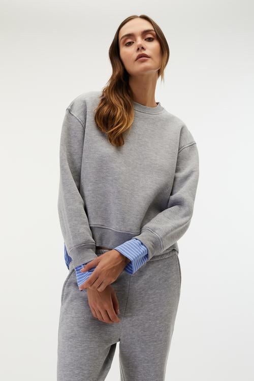 GÖMLEK DETAYLI OVERSIZE SWEATSHIRT