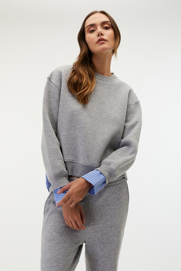 GÖMLEK DETAYLI OVERSIZE SWEATSHIRT