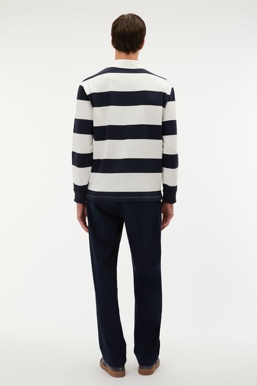 POLO YAKA ÇİZGİLİ SWEATSHIRT