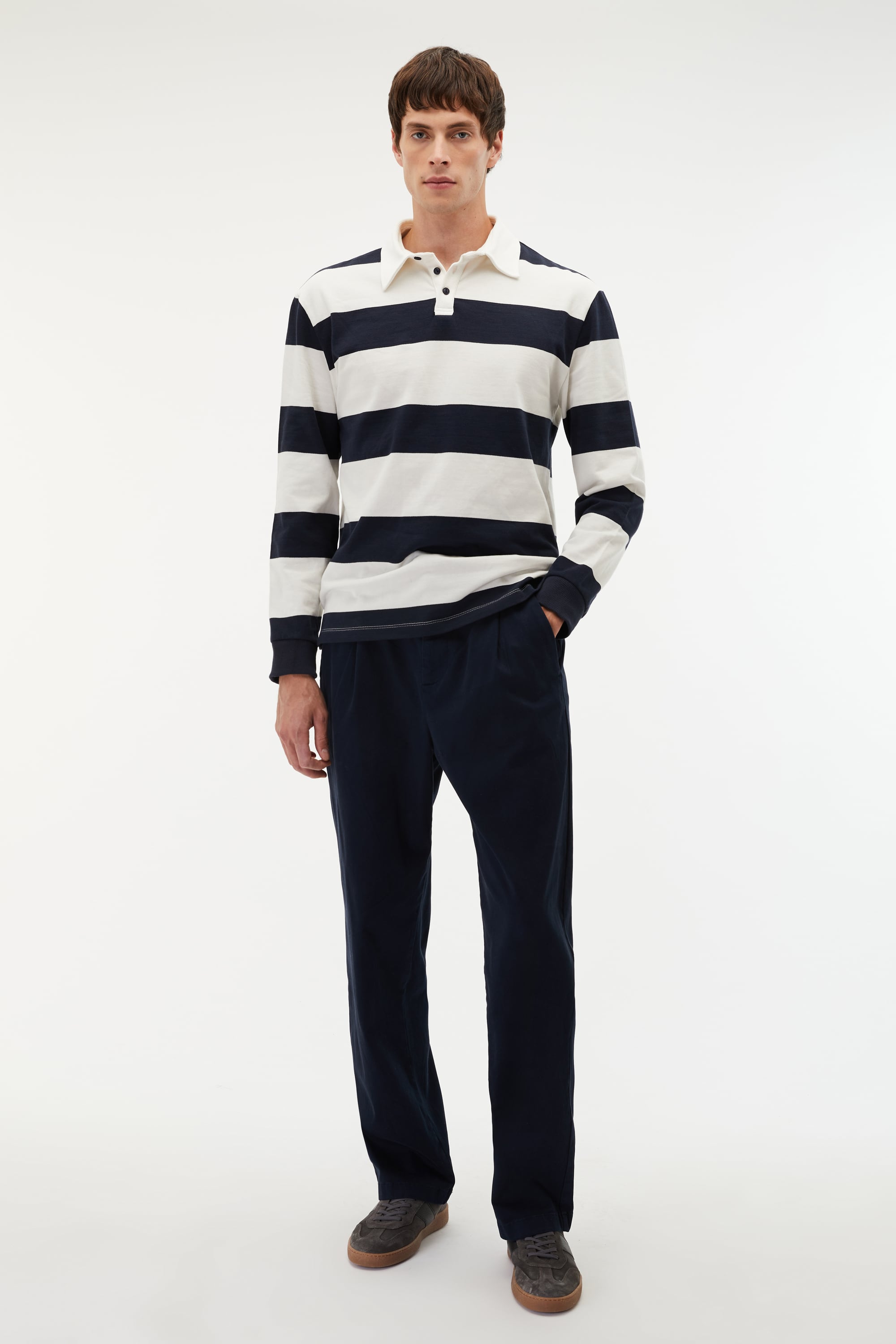 POLO YAKA ÇİZGİLİ SWEATSHIRT